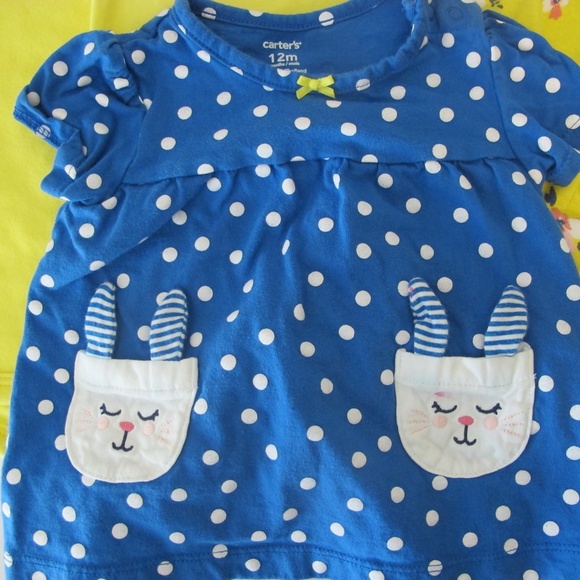 Bundle of 4 Toddler Girl Carter's Onesies Shirts Size 12 months GUC - Picture 2 of 6